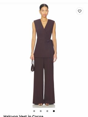 Amanda Uprichard Halcyon Wrap Vest & Wide-Leg Pants Set - Cocoa
